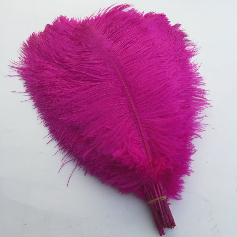 Shekyeon 16-18inch Fuchsia Ostrich Feathers DIY Craft Large Feather for Wedding Party Centerpicecs Flower Arrangement and Easter Gatsbi Decortion Pack of 10 - Image 3